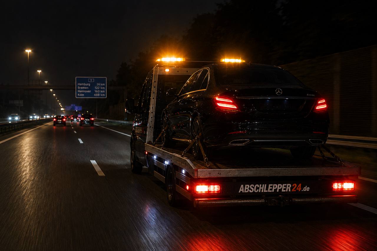 Nacht-Einsatz Abschleppdienst Hamburg Autobahn 24h